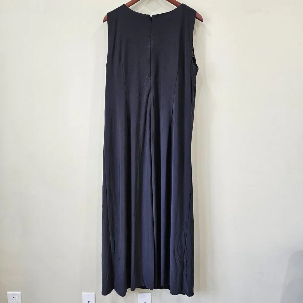 Patra Women's Faux Wrap Maxi Dress Blue Embellished Sleeveless Formal Cocktail